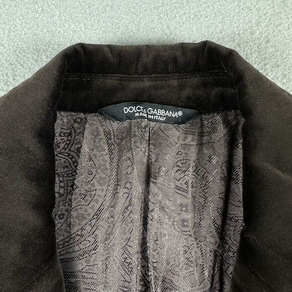 Dolce And Gabbana Blazer Men’s Small Brown Velvet 2 Button Notch Collar Lined - Picture 3 of 16